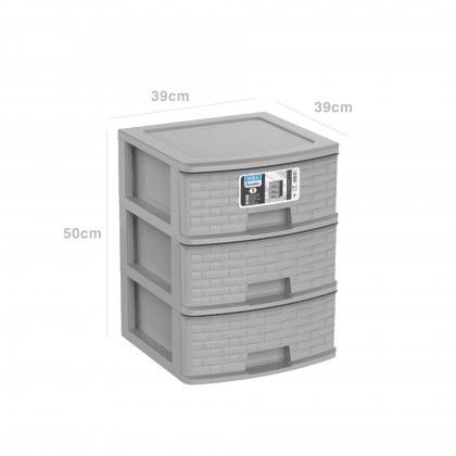 Caixa Organizadora Bamboo 3 Gavetas Antracite 39X39X50cm Caixa Organizadora Bamboo 3 Gavetas Antracite 39X39X50cm