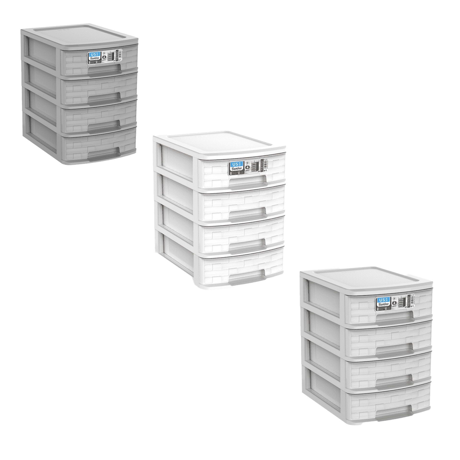 Caixa Organizadora Bamboo A4 4 Gavetas Antracite 35X26X28cm