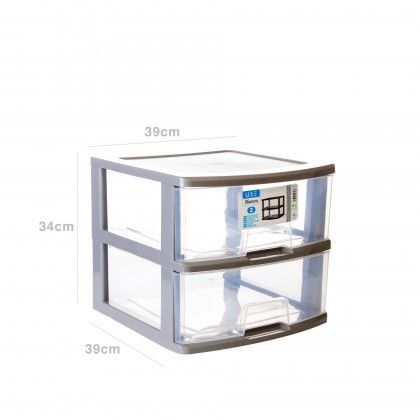 Caixa Organizadora Bianca 2 Gavetas Antracite 39X39X34cm