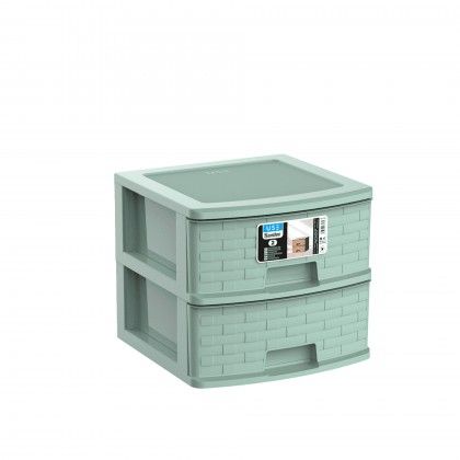 Caixa Organizadora Bamboo Pastel 2 Gavetas Verde 39X39X34cm Caixa Organizadora Bamboo Pastel 2 Gavetas Verde 39X39X34cm