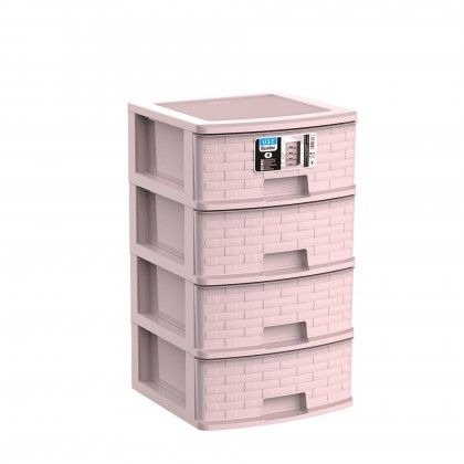 Caixa Organizadora Bamboo Pastel 4 Gavetas Rosa 39X39X66cm Caixa Organizadora Bamboo Pastel 4 Gavetas Rosa 39X39X66cm