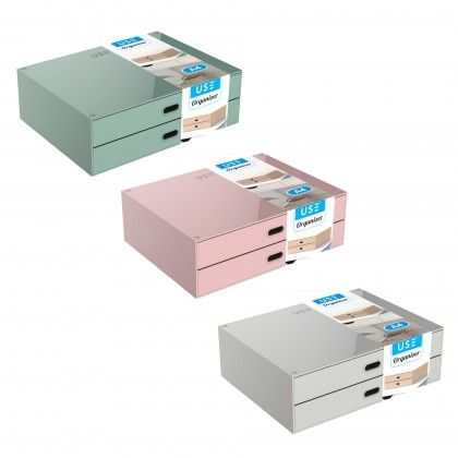 Caixa Organizadora 2 Gavetas Pastel A4 Caixa Organizadora 2 Gavetas Pastel A4