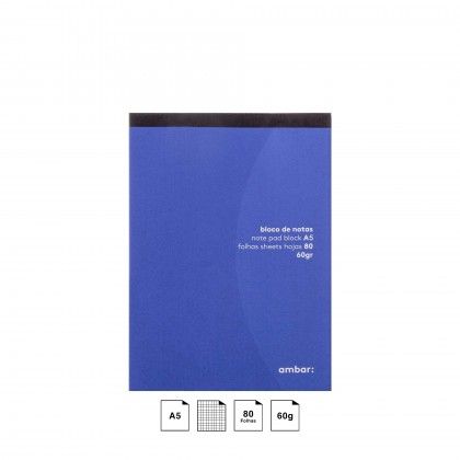 Bloco Notas Ambar A5 80 Folhas Quadriculado