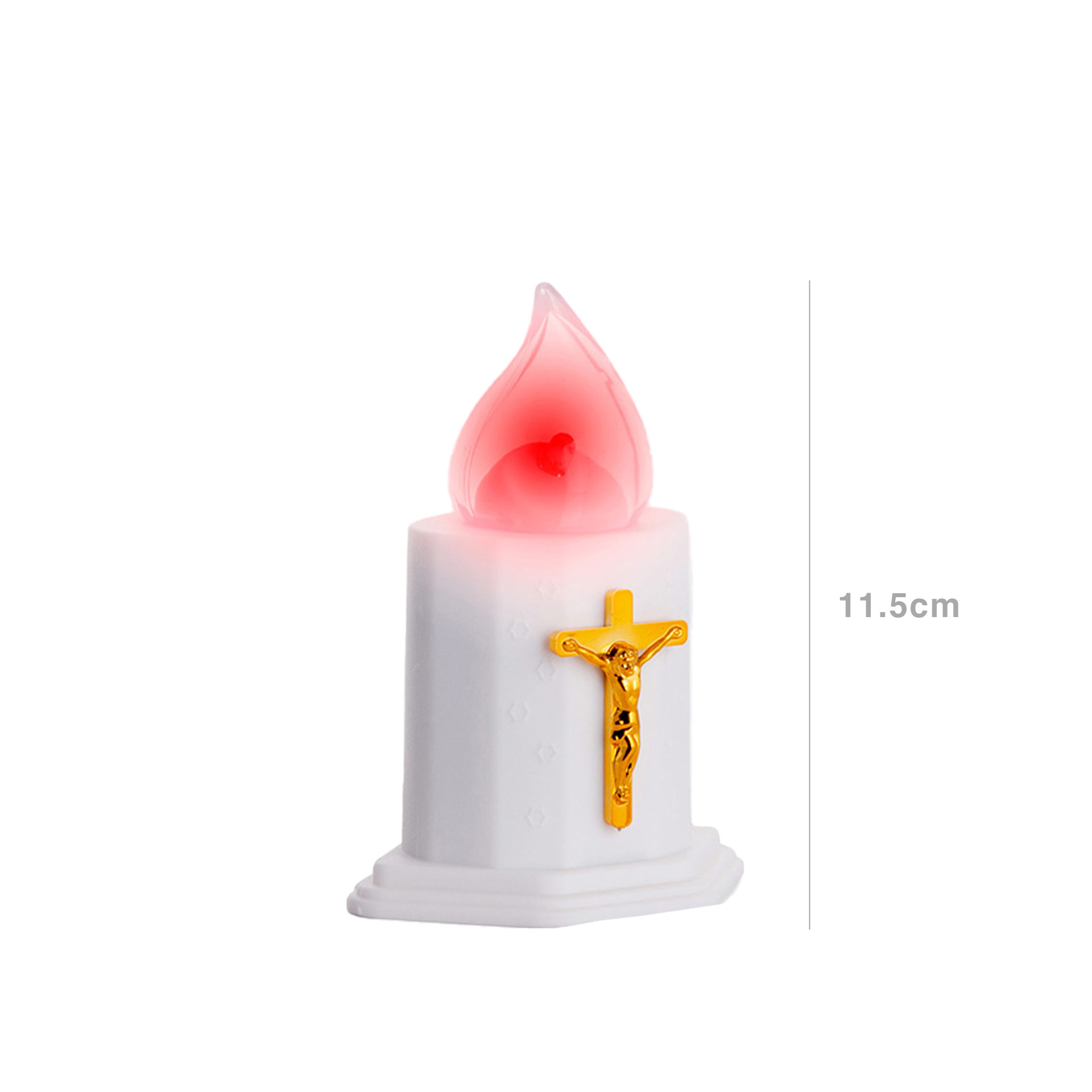 Círio Elétrico Hexagonal com Cruz Branco 300F 11.5cm
