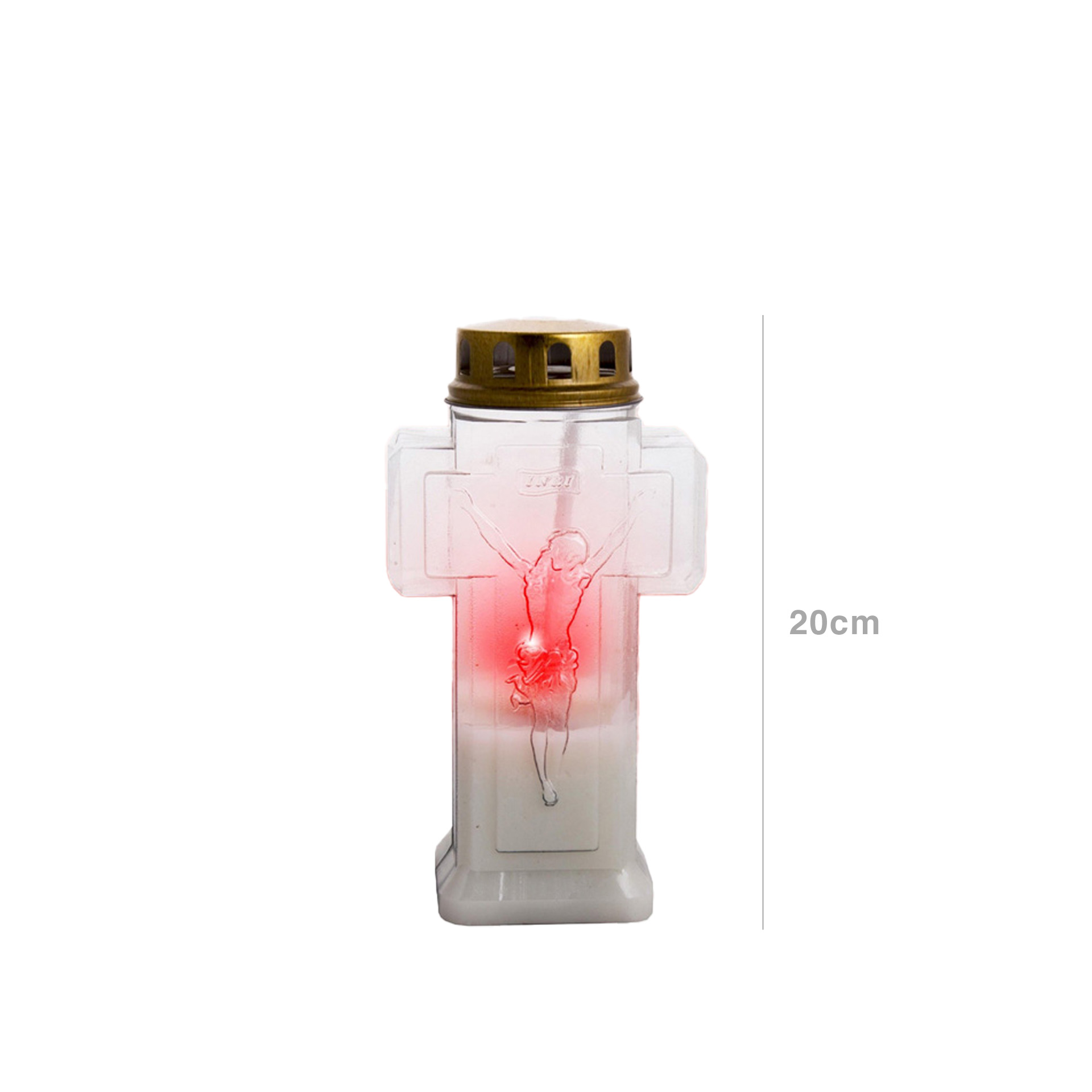 Círio Elétrico Cruz Branco 300 Dias 20cm