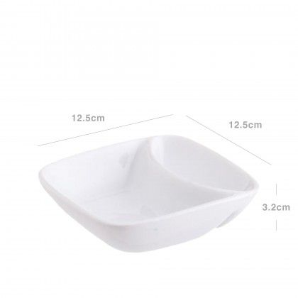 Azeitoneira Porcelana 2 Divises Quadrada 12.5X3.2cm