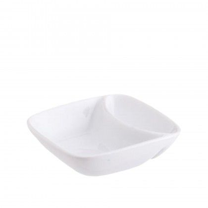 Azeitoneira Porcelana 2 Divises Quadrada 12.5X3.2cm