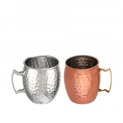 Caneca Cerveja Inox Martelado Redondo 550ml 9.5X10cm