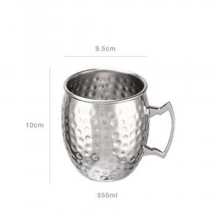 Caneca Cerveja Inox Martelado Redondo 550ml 9.5X10cm