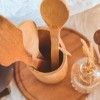 Conjunto 5 Colheres Cozinha Bambu com Suporte 30cm
