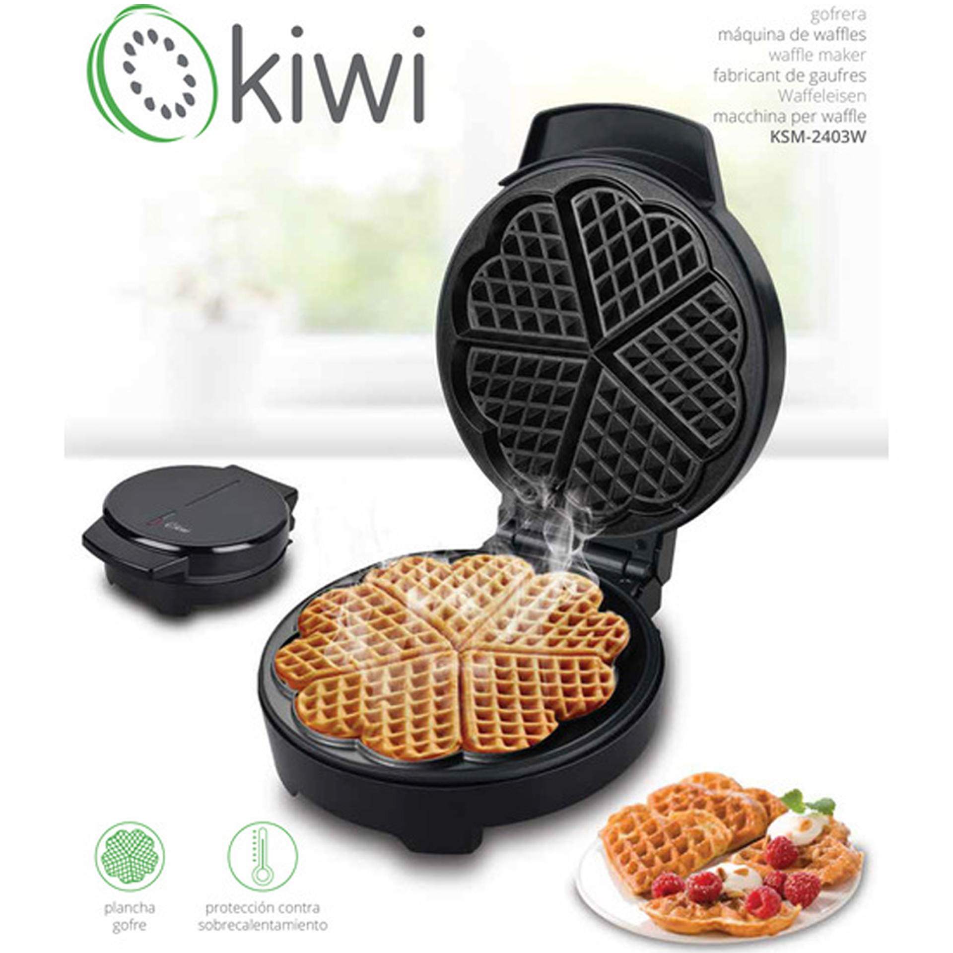 Máquina Waffles Redonda 1000W 20cm