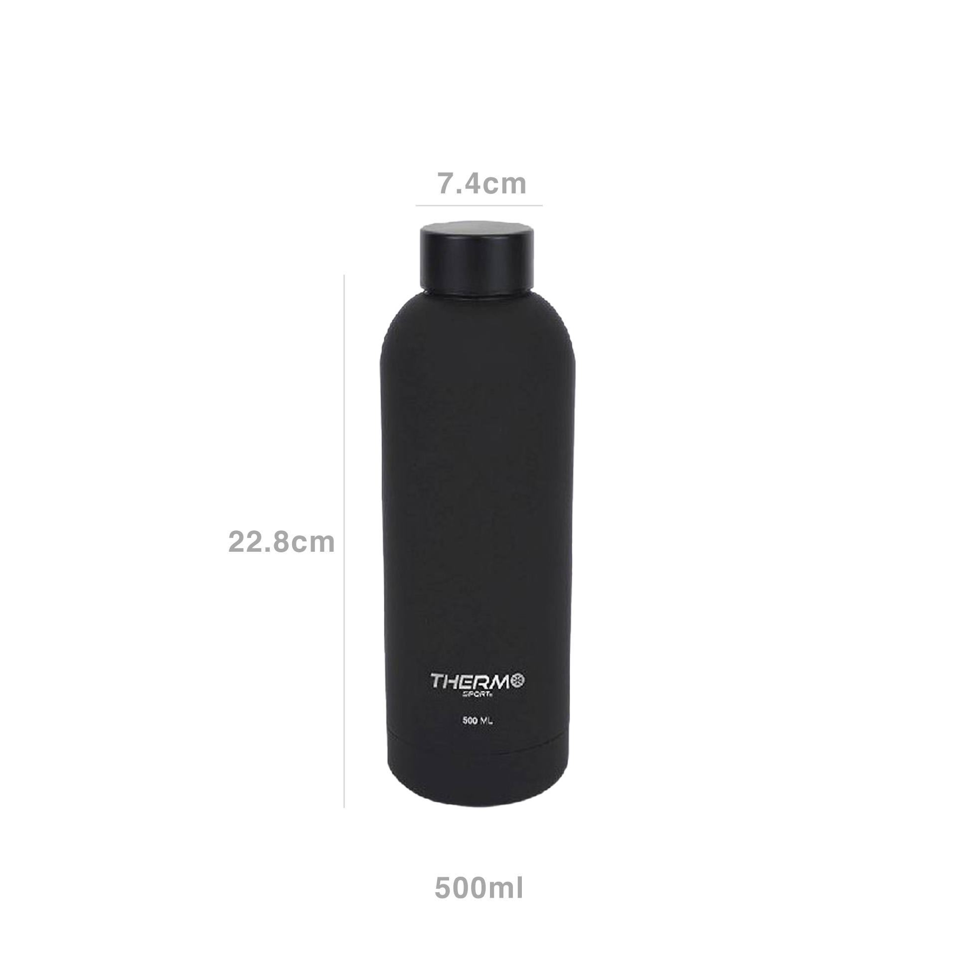 Garrafa Termica Soft Touch Preto 500ml 7.4X22.8cm