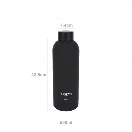 Garrafa Termica Soft Touch Preto 500ml 7.4X22.8cm