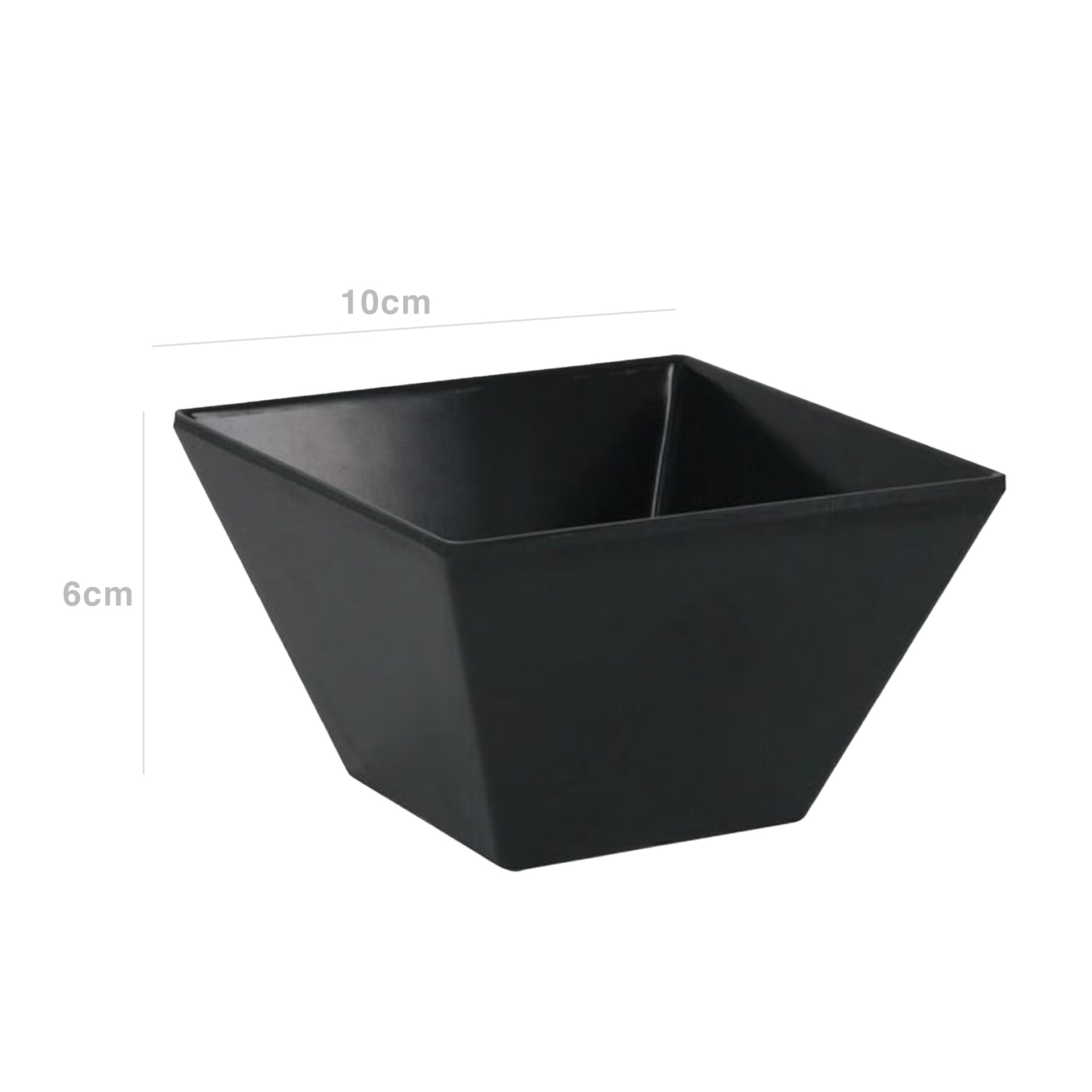 Taça Melamina Quadrada Preto 10X6cm
