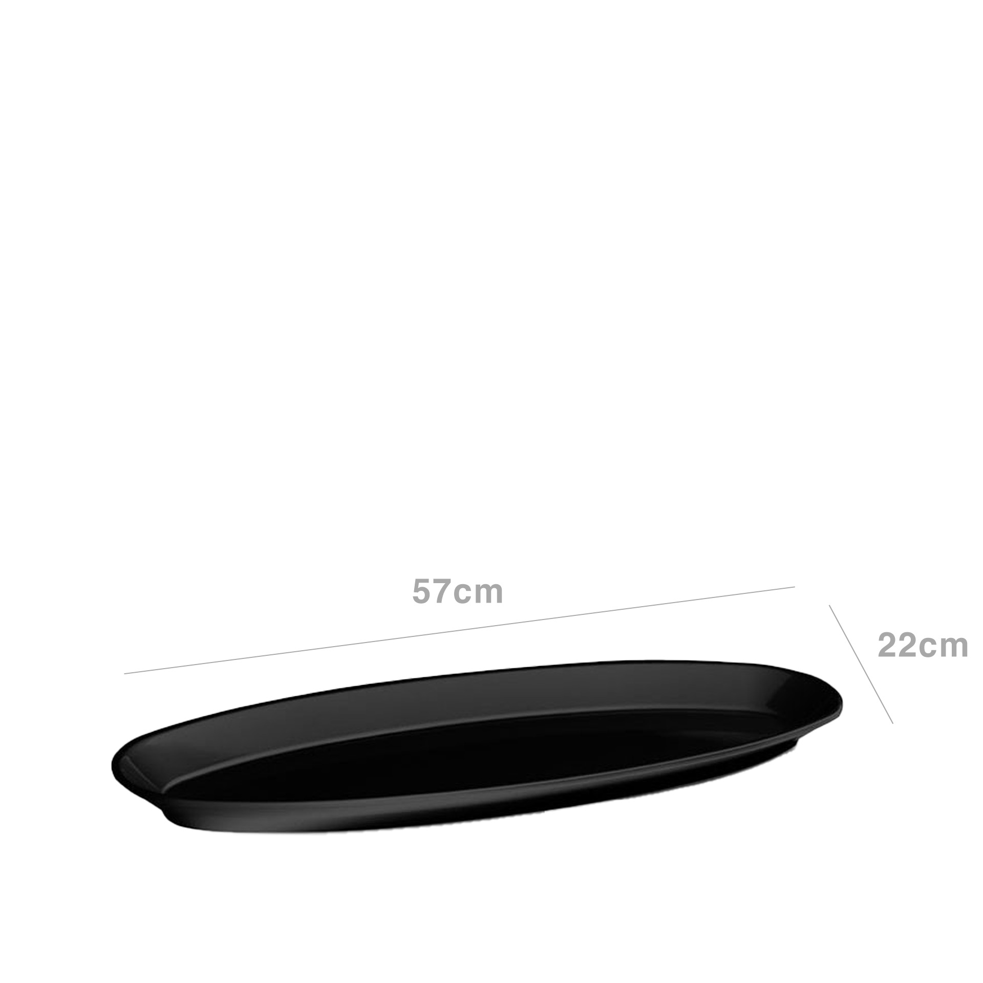 Travessa Peixe Melamina Oval Preto 57X22cm