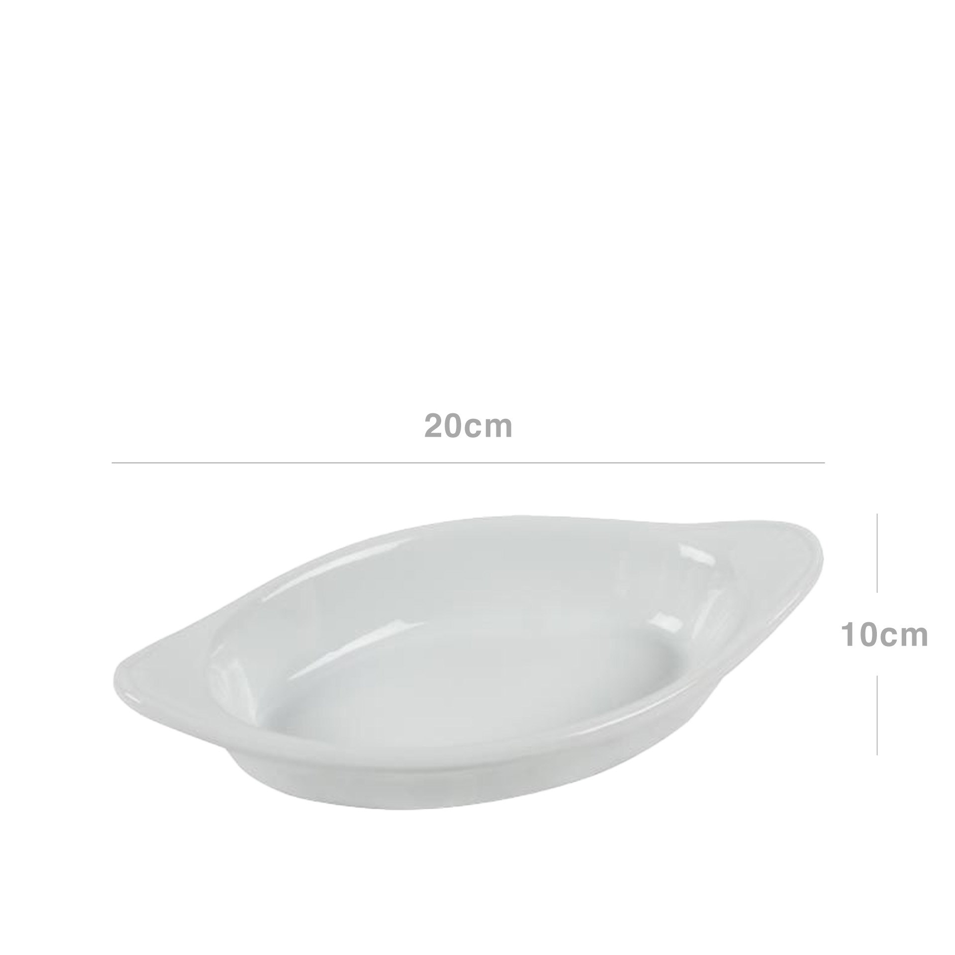 Prato Porcelana Oval Branco 20X10X4cm