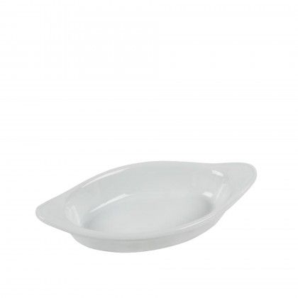 Prato Porcelana Oval Branco 20X10X4cm