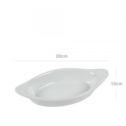 Prato Porcelana Oval Branco 20X10X4cm