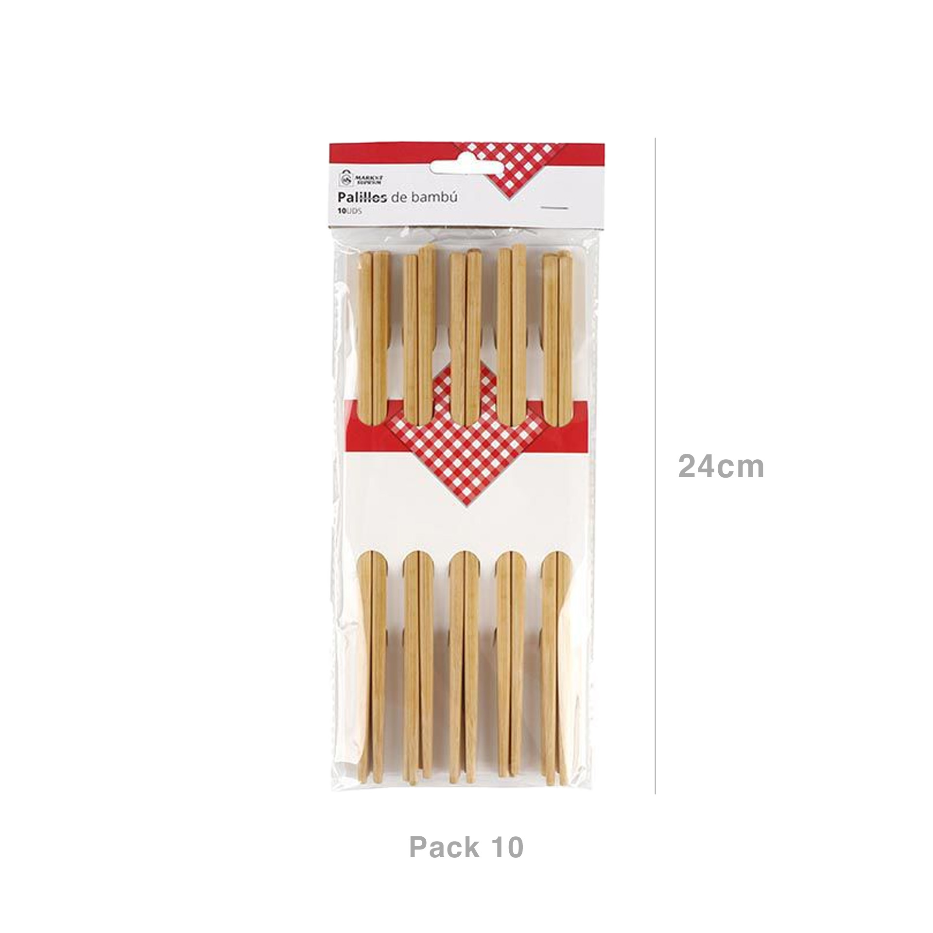 Pauzinhos Chineses Bambu 24cm Pack 10