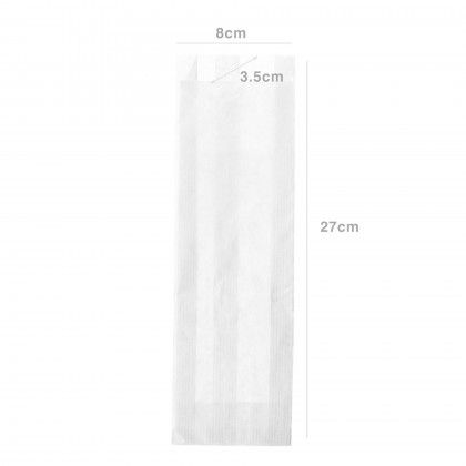 Saco Papel para Talheres Branco 27X8+3.5cm Pack 1000