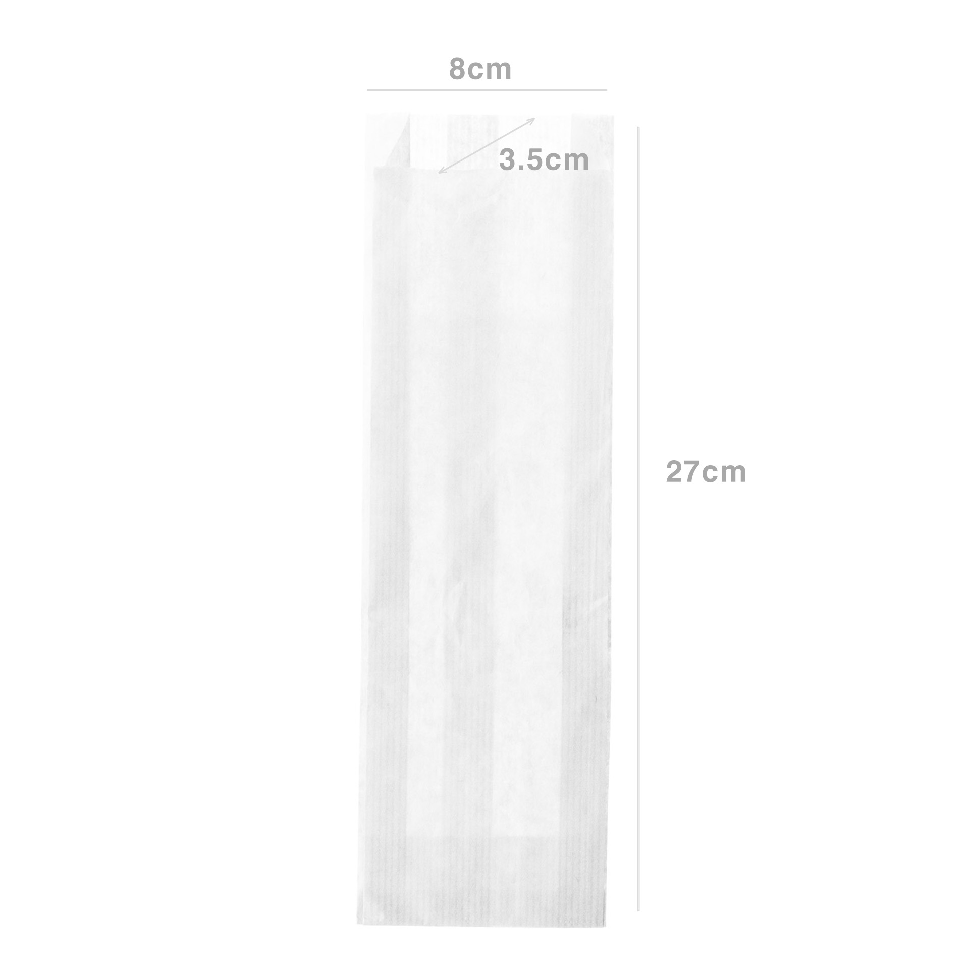 Saco Papel para Talheres Branco 27X8+3.5cm Pack 1000