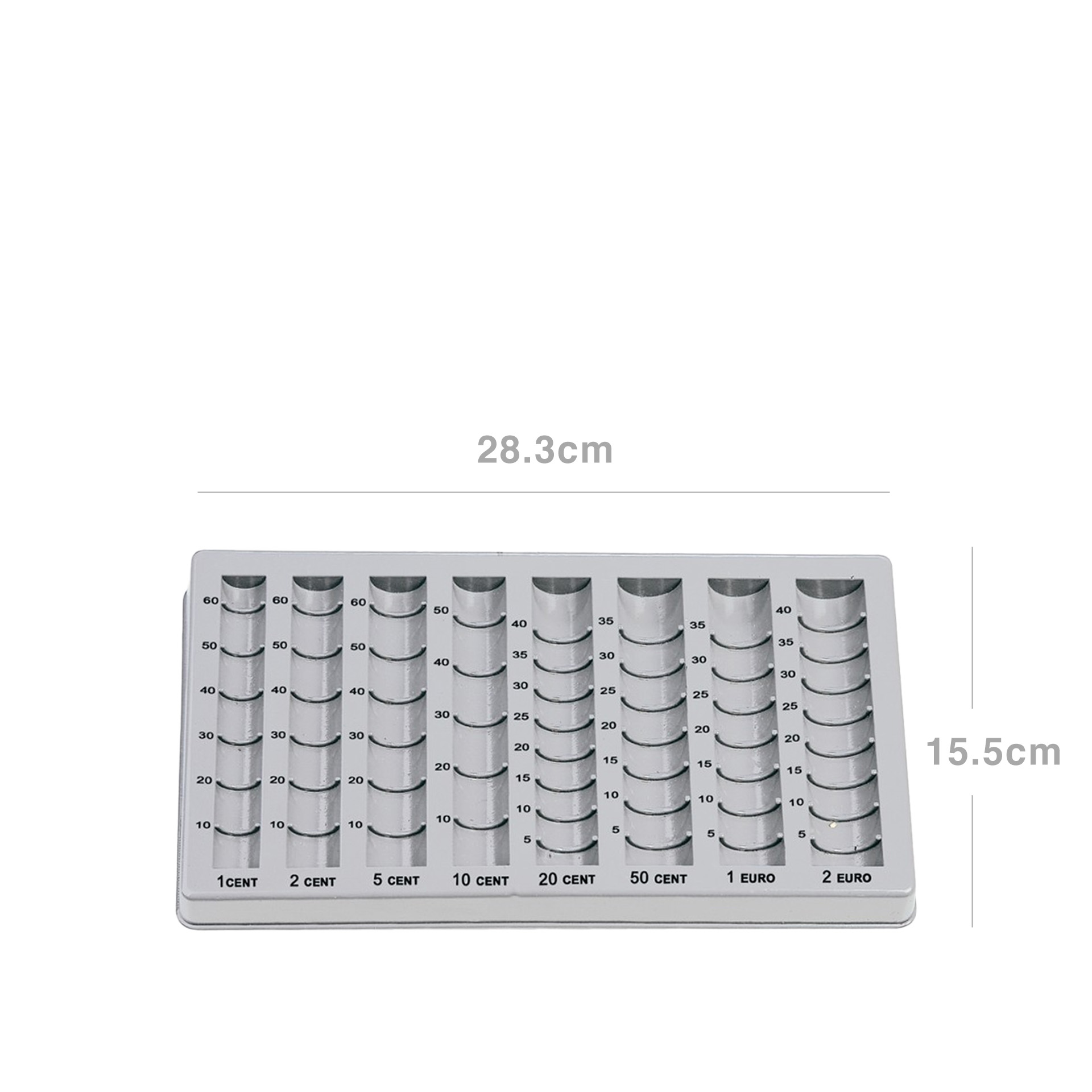 Tabuleiro Classificador Moedas Plástico Q-Connect Cinzento 15.5X28.3cm