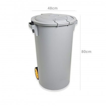 Contentor Lixo com Rodas Cinzento 80l 48X50X80cm