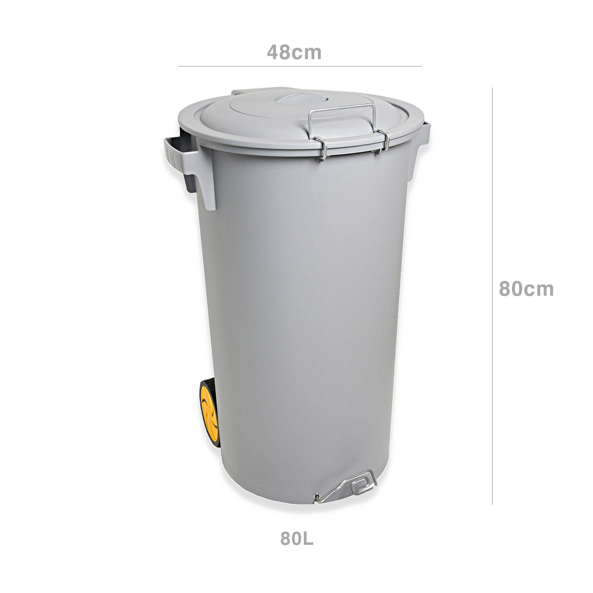 Contentor Lixo com Pedal E Rodas Cinzento 80l 48X50X80cm