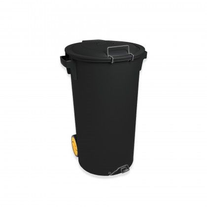 Contentor Lixo com Pedal E Rodas Preto 80l 48X50X80cm