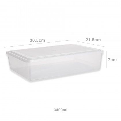 Caixa Hermtica Ding Retangular Tampa Branco 3400ml 30.5X21.5X7cm