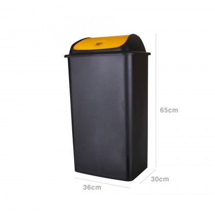 Balde com Tampa Basculante Amarelo 42l 65X36X30cm