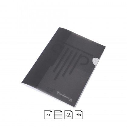 Caderno Agrafado ClassroomMates Capa Plstica Preta 90gr A4 48 Folhas Pautado