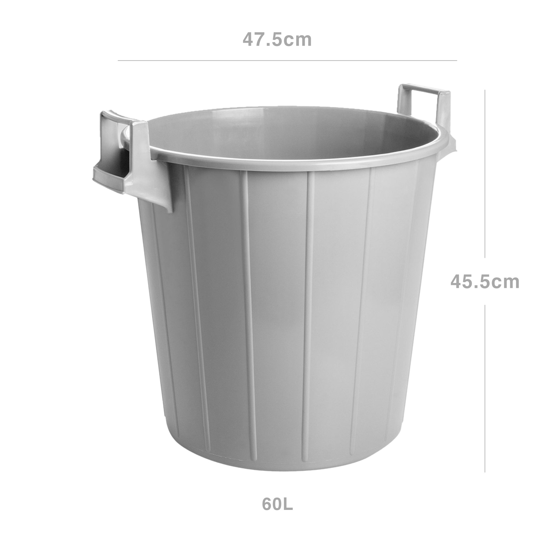 Cesto Multiusos com Asas Cinza 60l 47.5X45.5cm