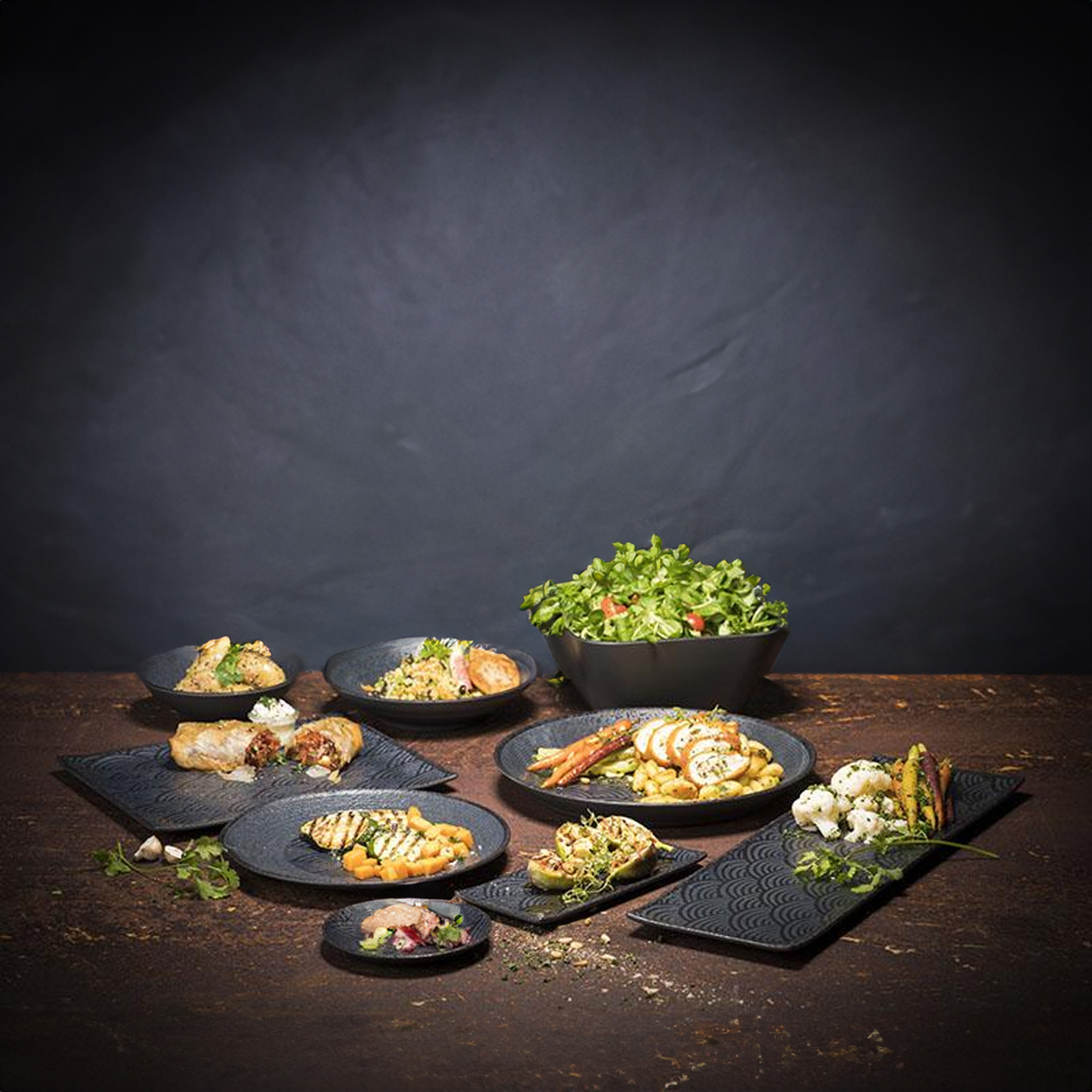 Bandeja Melamina Dark Wave Gn1/1 53X32.5X2cm