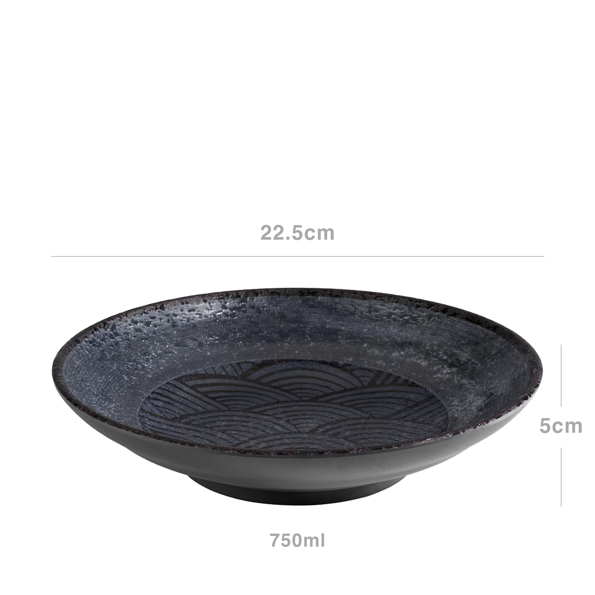 Taça Melamina Dark Wave Redonda 750ml 22.5X5cm