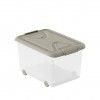 Caixa Arrumos Plástica com Rodas Tampa Bege 70l 63X45X38cm Caixa Arrumos Plástica com Rodas Tampa Bege 70l 63X45X38cm