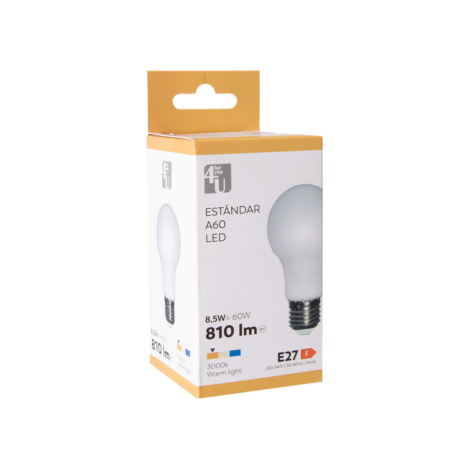 Lâmpada Standard Led 4U E27 810Lm 30K Luz Quente