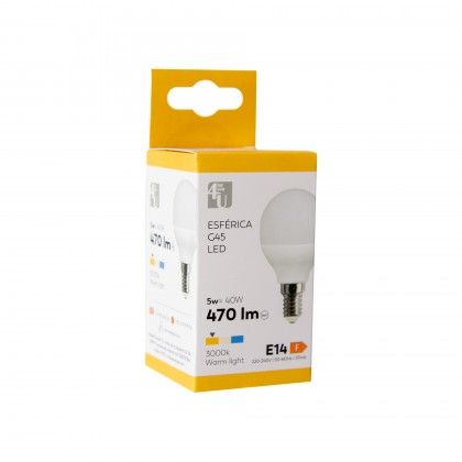 Lmpada Esfrica Led 4U E14 470Lm 30K Luz Quente