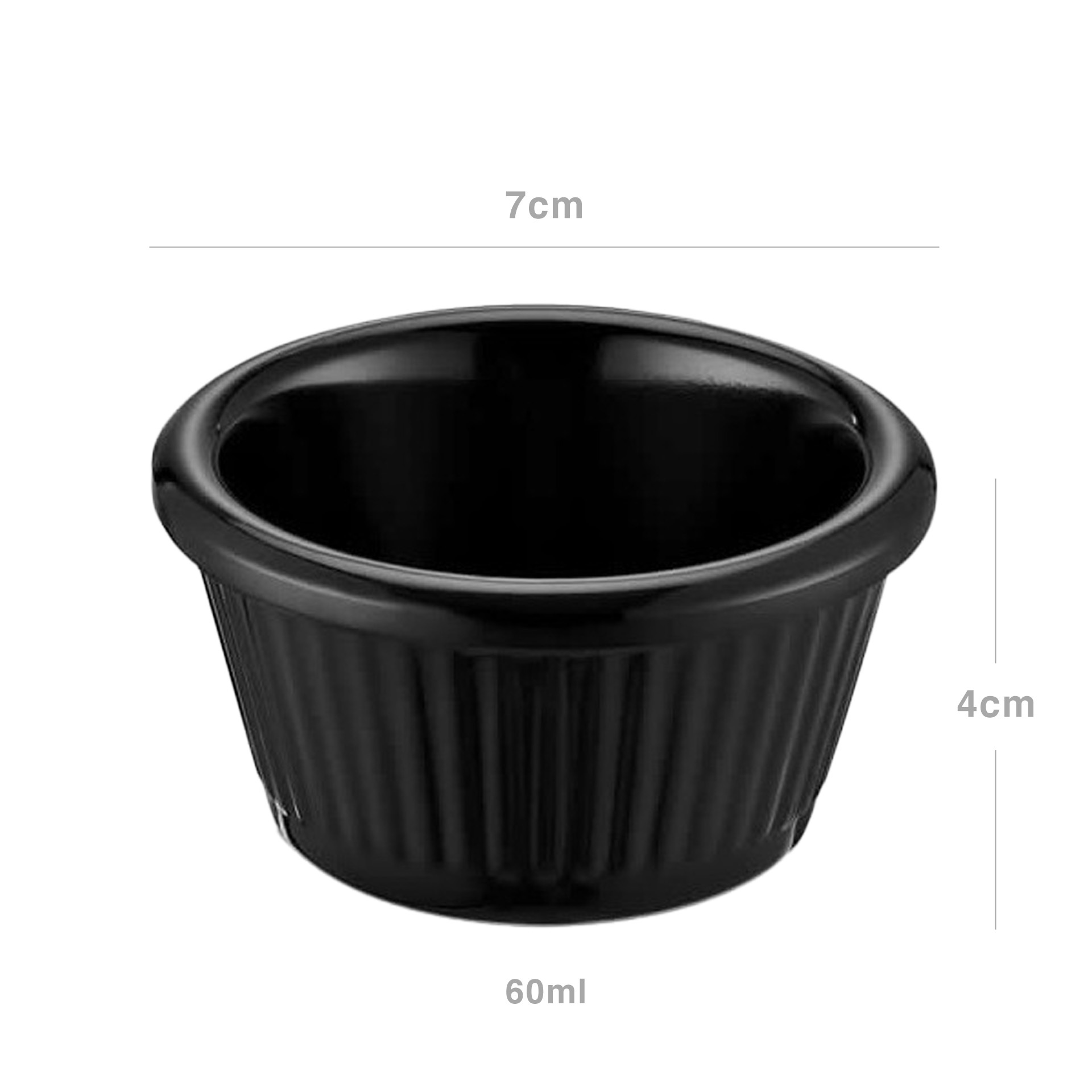 Ramequim Melamina Redondo Preto 6cl 7X4cm