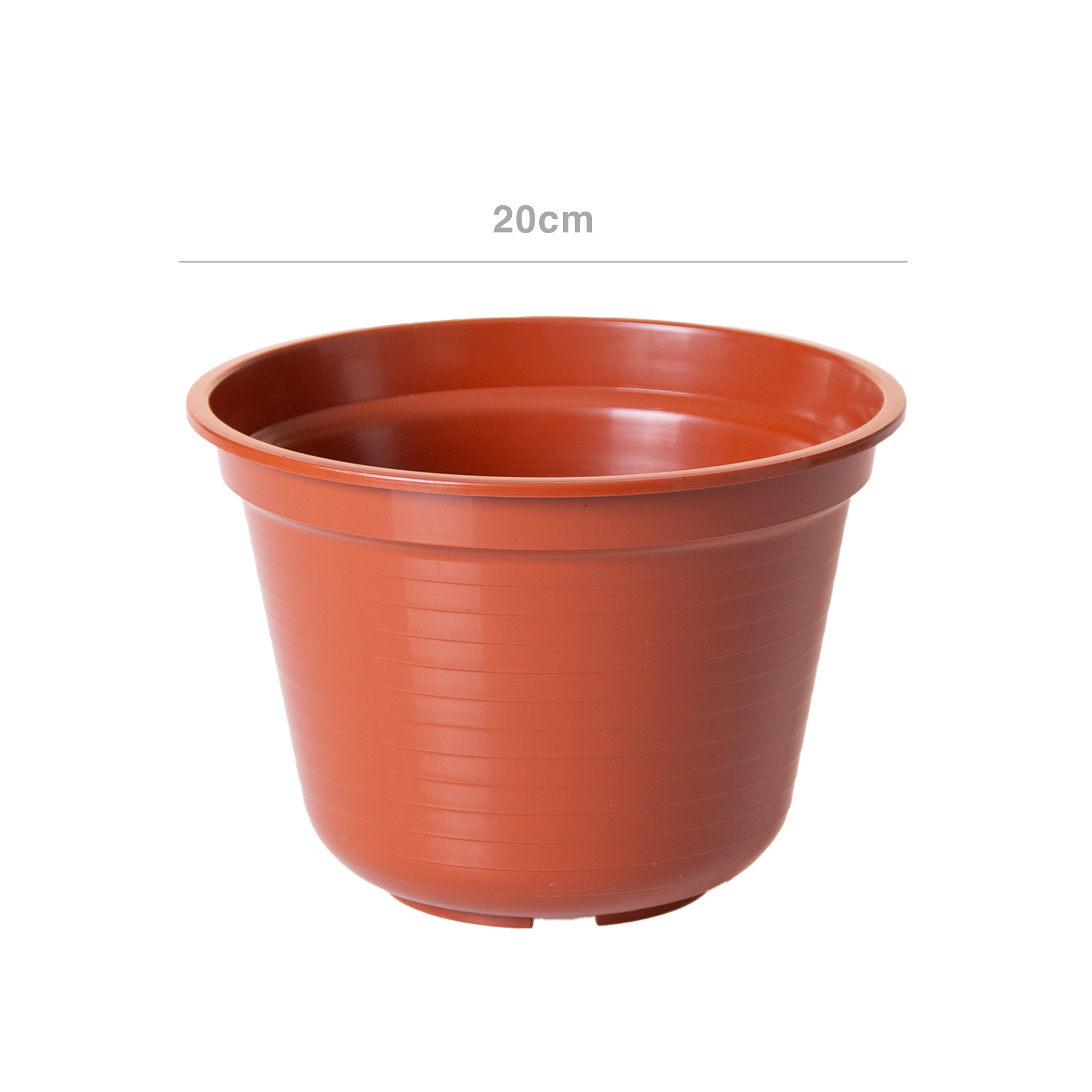 Vaso Plástico Tradicional Brilho Redondo Castanho 20cm