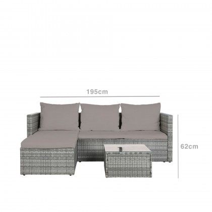 Conjunto Sof Rattan + Mesa Apoio 195X130X62cm