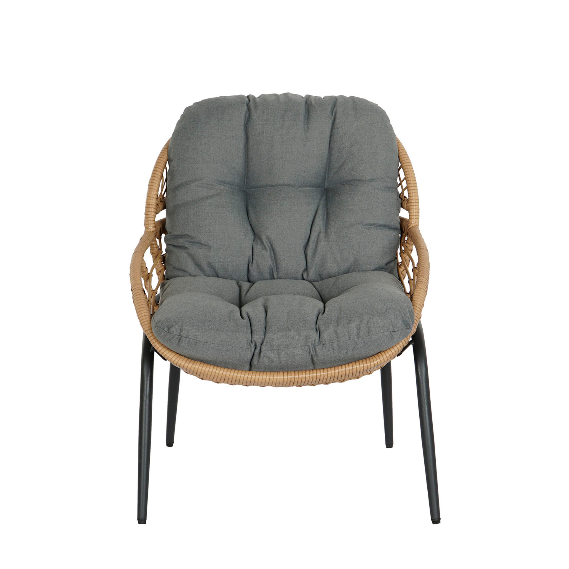 Conjunto 2 Cadeiras Rattan + Mesa Apoio 55X55X47cm