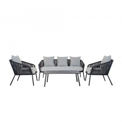 Conjunto 3 Sofs Alumnio + Mesa Central 151.5X72X70cm