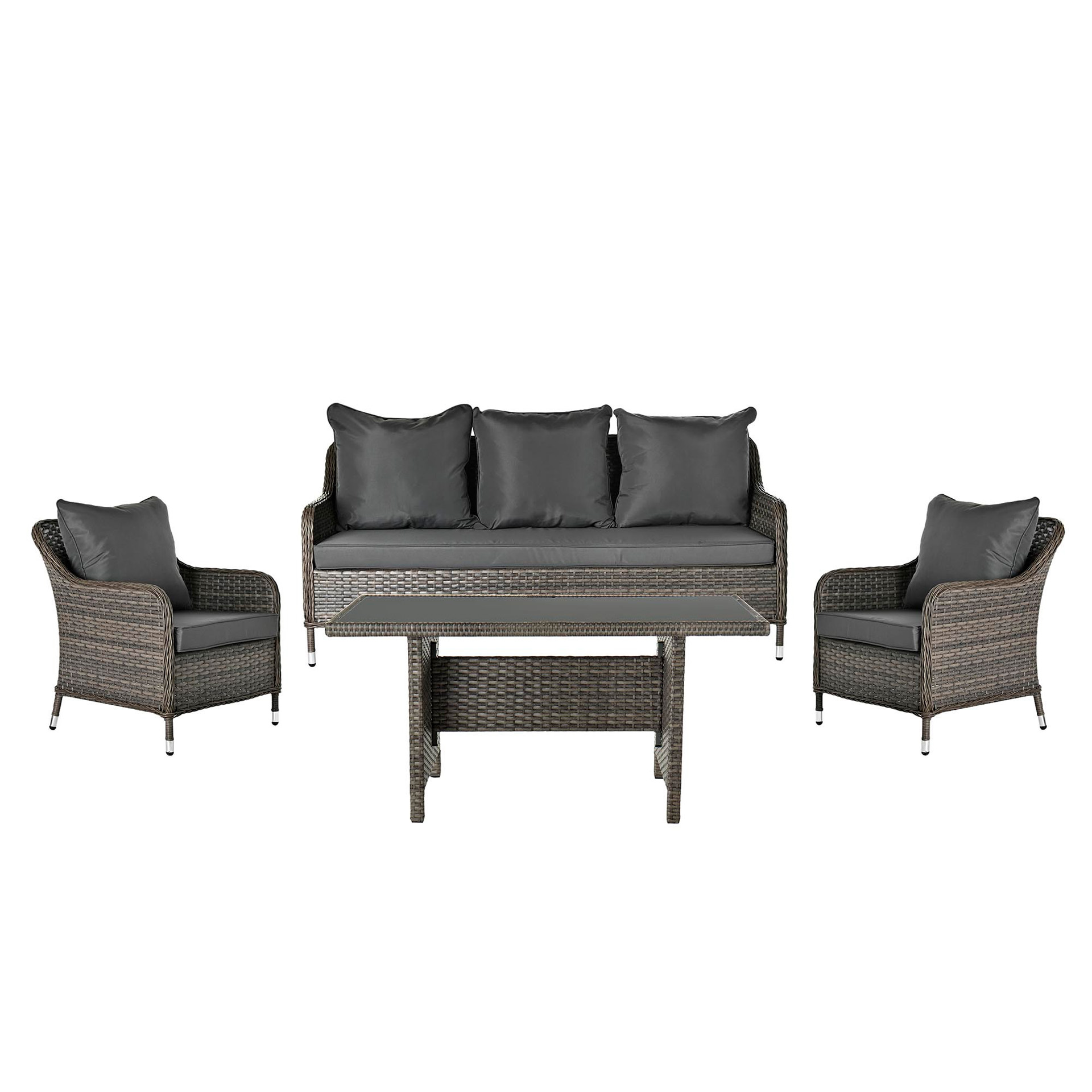 Conjunto 3 Sofás Rattan + Mesa Central 175X73X81cm