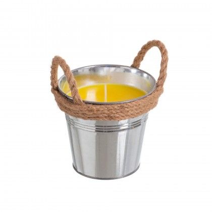Vela Citronela Balde Metal com Asas 55H 240gr 14.2X12cm Vela Citronela Balde Metal com Asas 55H 240gr 14.2X12cm