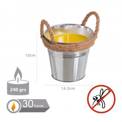 Vela Citronela Balde Metal com Asas 55H 240gr 14.2X12cm Vela Citronela Balde Metal com Asas 55H 240gr 14.2X12cm