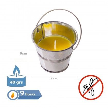 Vela Citronela Balde Metal com Asa 9H 40gr 6X6cm Vela Citronela Balde Metal com Asa 9H 40gr 6X6cm