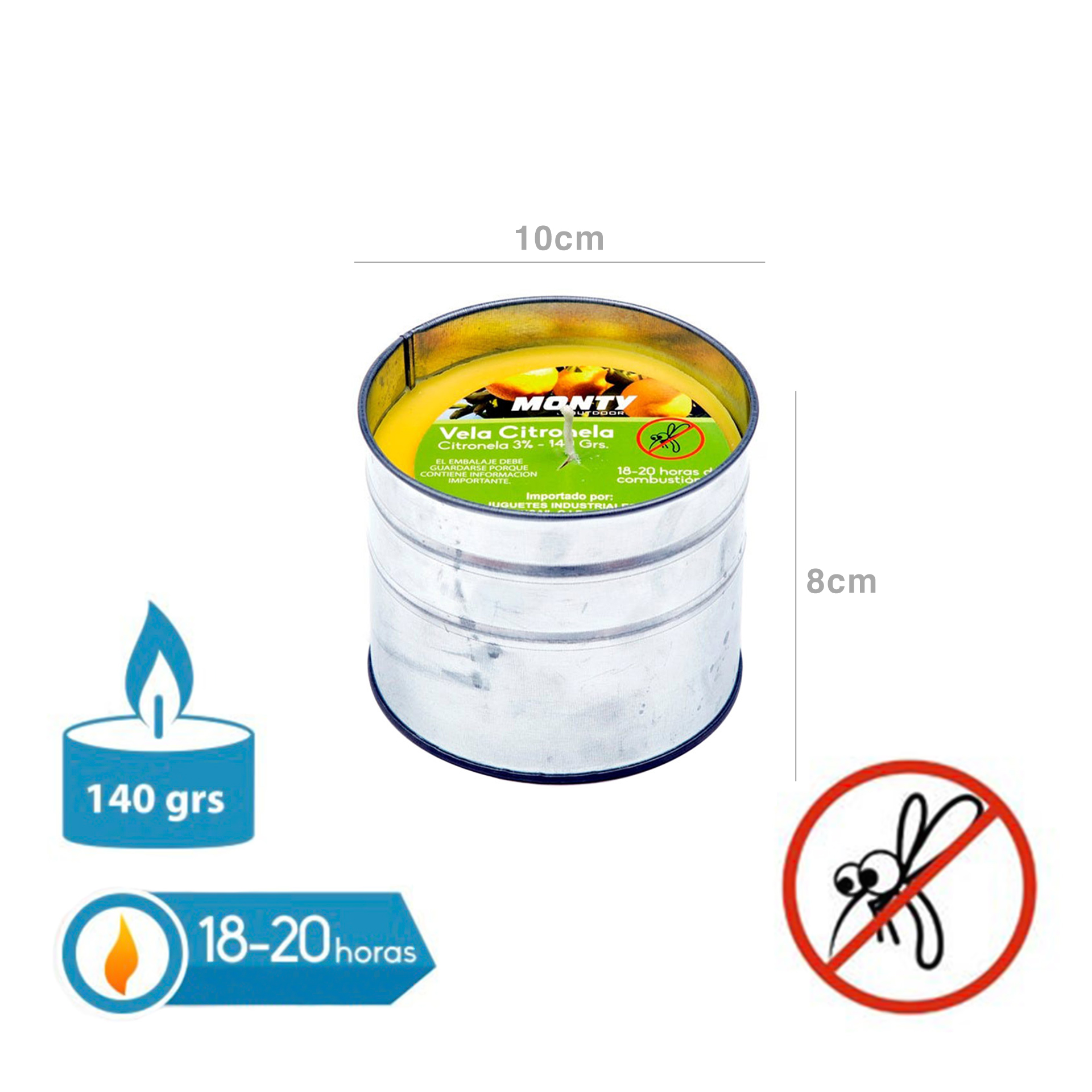 Vela Citronela Copo Lata 18-20H 140gr 10X8cm