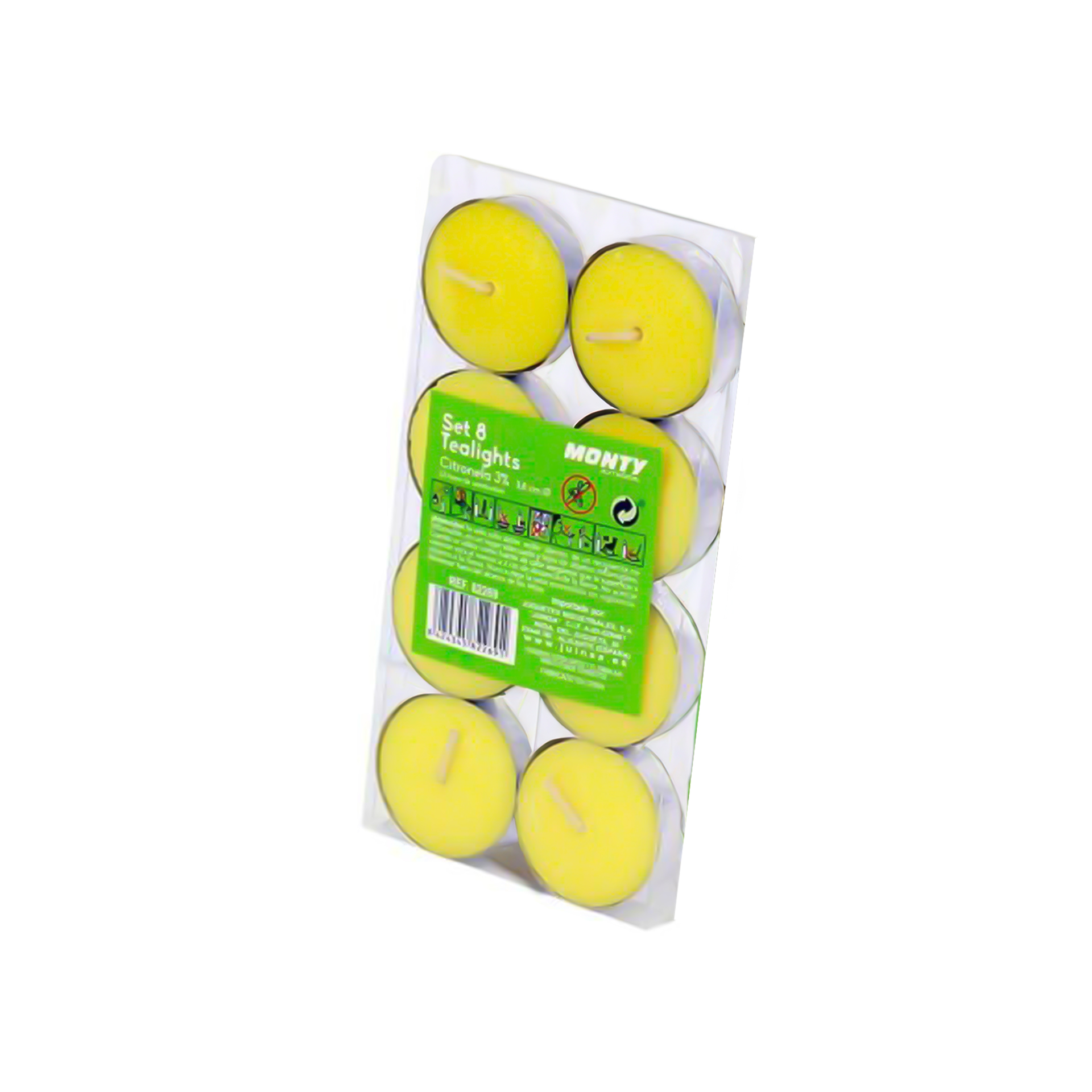 Tealights Citronela 2.5H 10gr 3.8X1.1cm Pack 8