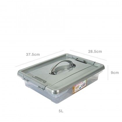 Caixa Arrumos New Box com Fechos e Ala Cinzento 5l 37.5X28.5X9cm